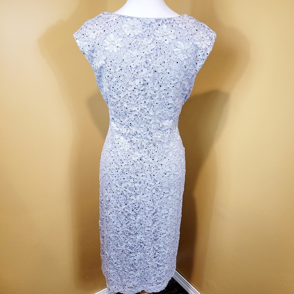 Silver Lace Cocktail Dress - Picture 11 of 12